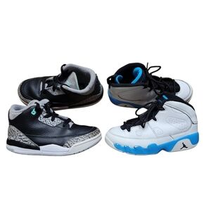 2pc Air Jordan 3 Retro Green Glow / Nike Air Jordan 9 Retro UNC Sz 10